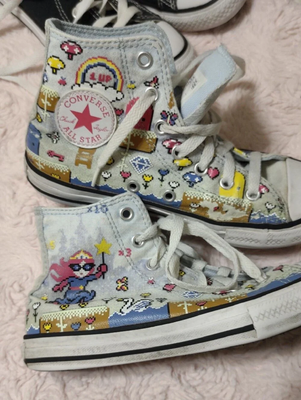Converse Kids Mixed-Color High-Top Sneakers — Black, White, Multicolor